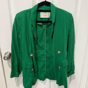 Stitch and Feather Linen Blazer